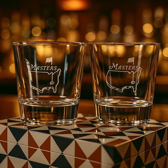 2025 Masters Augusta National Double Old Fashioned Glasses Set of 2...NEW IN BOX - Picture 2 of 3